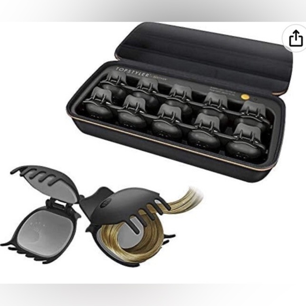 TopStyler by InStyler Heated Ceramic Styling Shells Clips Hair Curlers Case & CD